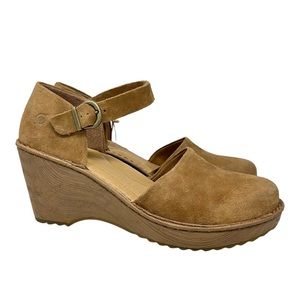 Born Tan Suede Wedge Mules